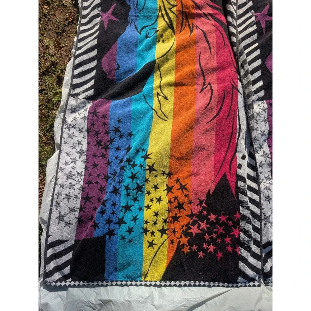 2x Sonoma Outdoors Rainbow Unicorn Beach Bath Towels 59x32 Reversible